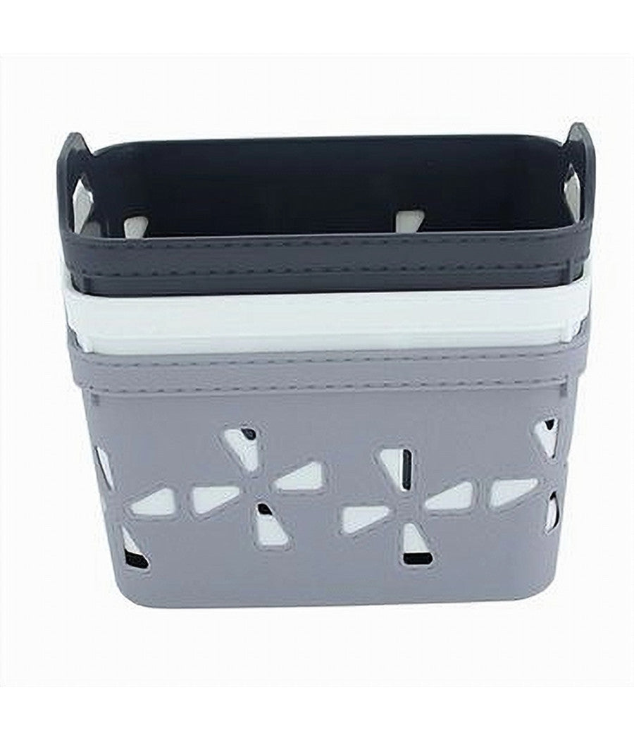 Set 2 Pz Cesto Portaoggetti Cestino Porta Tutto Con Maniglie 18,5x12x12 Cm 10723         