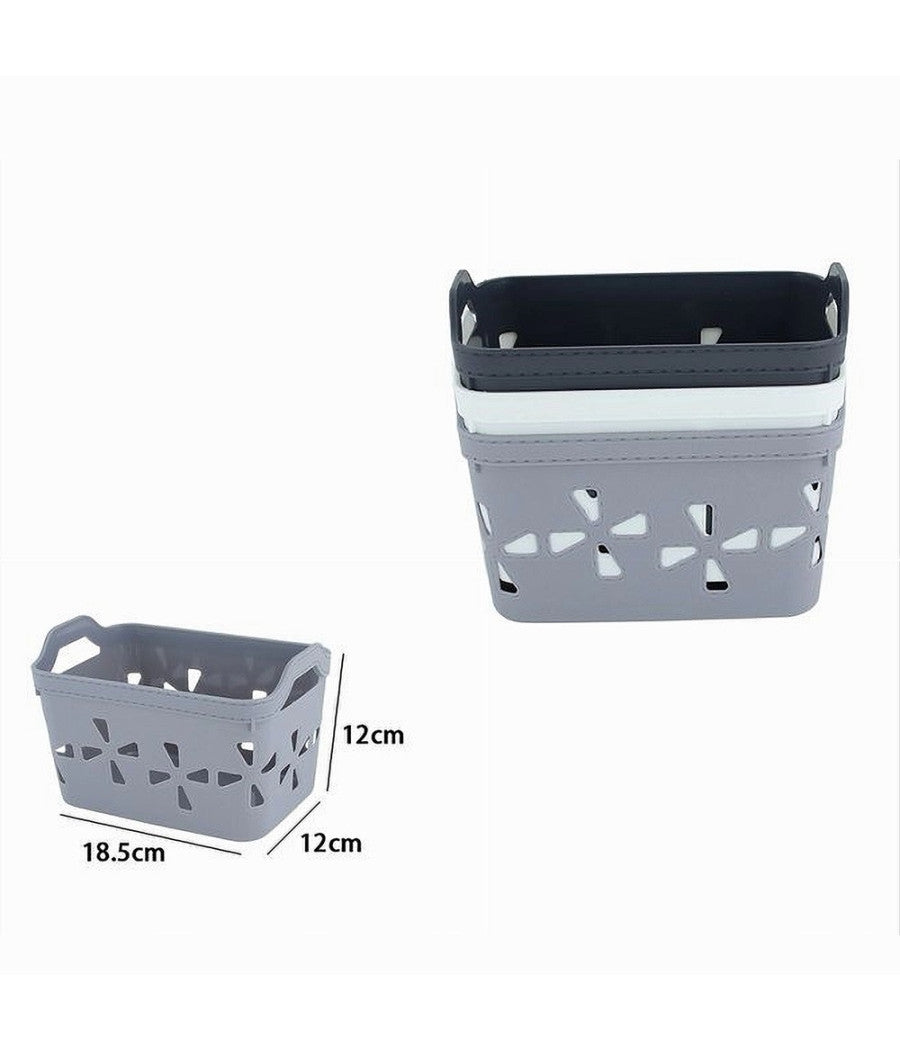 Set 2 Pz Cesto Portaoggetti Cestino Porta Tutto Con Maniglie 18,5x12x12 Cm 10723         