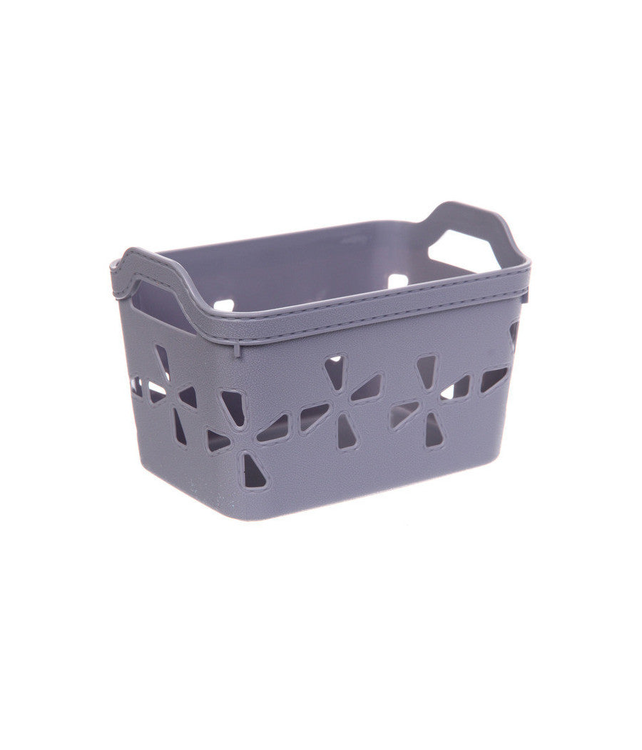 Set 2 Pz Cesto Portaoggetti Cestino Porta Tutto Con Maniglie 18,5x12x12 Cm 10723         