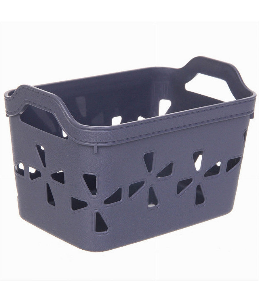 Set 2 Pz Cesto Portaoggetti Cestino Porta Tutto Con Maniglie 18,5x12x12 Cm 10723         