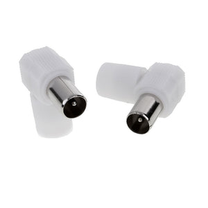 Set 2 Pz Connettore Antenna Adattatore Maschio Per Cavo Tv Ad Angolo Retto C-087         
