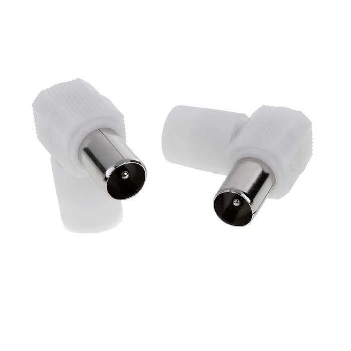 Set 2 Pz Connettore Antenna Adattatore Maschio Per Cavo Tv Ad Angolo Retto C-087         