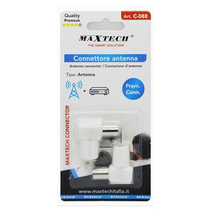 Set 2 Pz Connettore Antenna Tv Angolato 90° Femmina Adattatore Per Cavo Tv C-088         