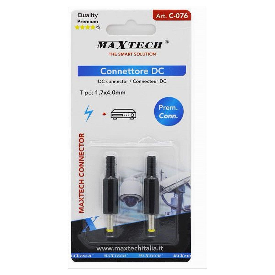 Set 2 Pz Connettore Dc 1,7 X 4,0 Mm Adattatore Spina Maschio Alimentazione C-076         
