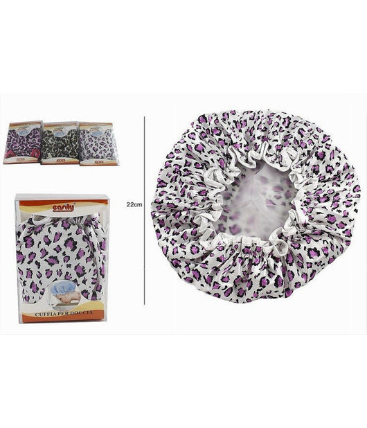 Set 2 Pz Cuffia Doccia Bagno Elastico Fantasia Animalier Protegge Capelli 10041         