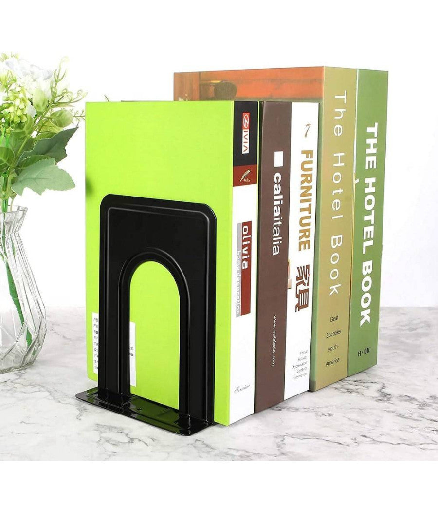 Set 2 Pz Fermalibri In Metallo Antiscivolo Organizer Da Scrivania Supporto Libri         