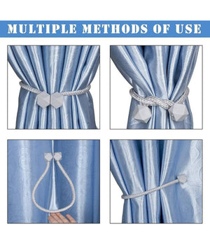 Set 2 Pz Fermatende Magnetici Per Tenda Moderno Fibbia Intrecciata Colore Grigio         