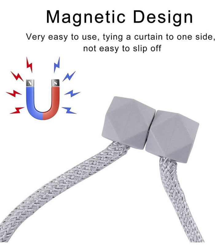Set 2 Pz Fermatende Magnetici Per Tenda Moderno Fibbia Intrecciata Colore Grigio         