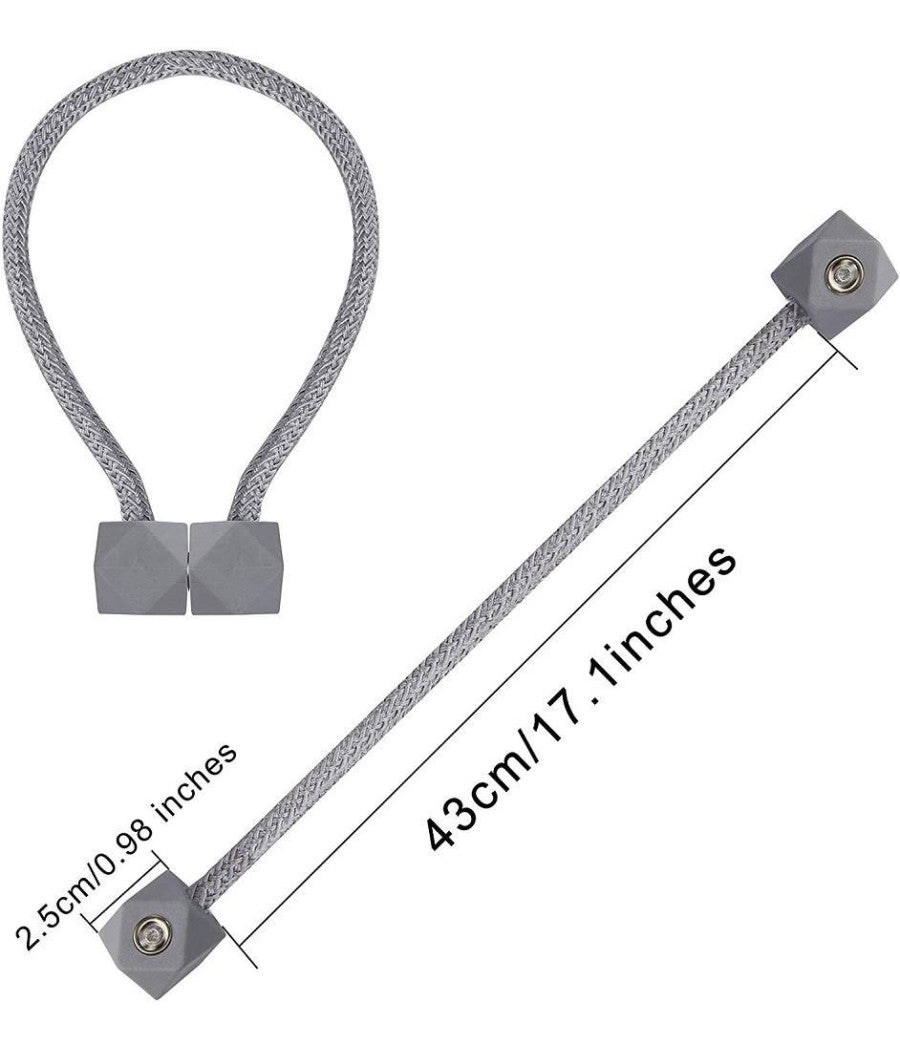 Set 2 Pz Fermatende Magnetici Per Tenda Moderno Fibbia Intrecciata Colore Grigio         