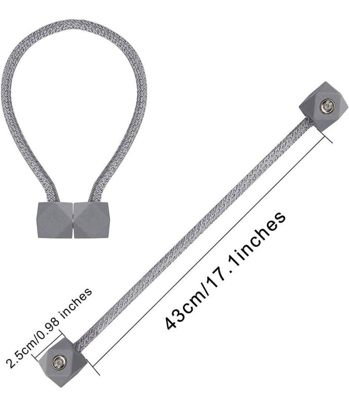 Set 2 Pz Fermatende Magnetici Per Tenda Moderno Fibbia Intrecciata Colore Grigio         