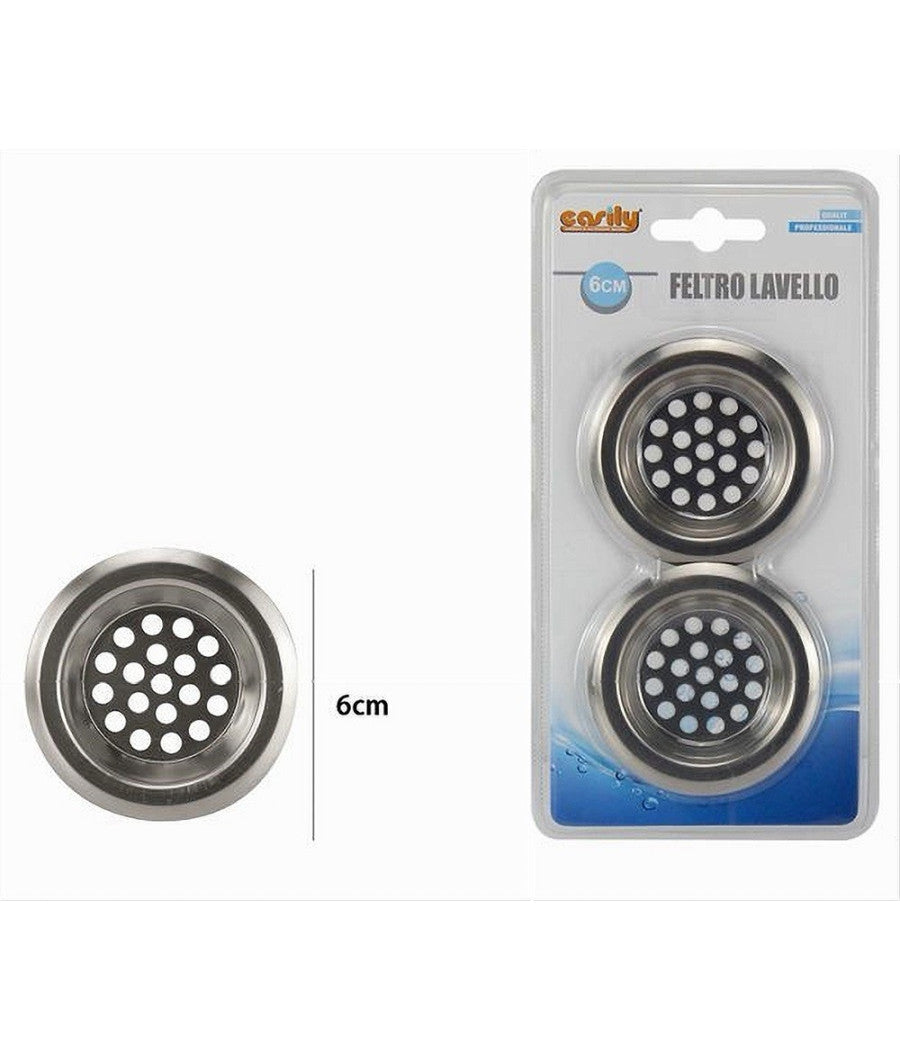 Set 2 Pz Filtro Per Protezione Scarico Lavello Da Cucina Bagno Doccia 6 Cm 10397         