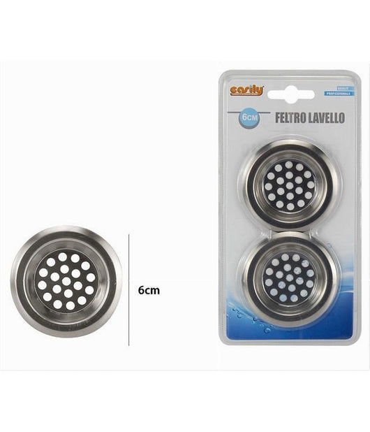 Set 2 Pz Filtro Per Protezione Scarico Lavello Da Cucina Bagno Doccia 6 Cm 10397         