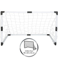 Set 2 Pz Mini Porte Da Calcio 91,5x61x48cm Con Palla Pompa 8 Picchetti Fissaggio         