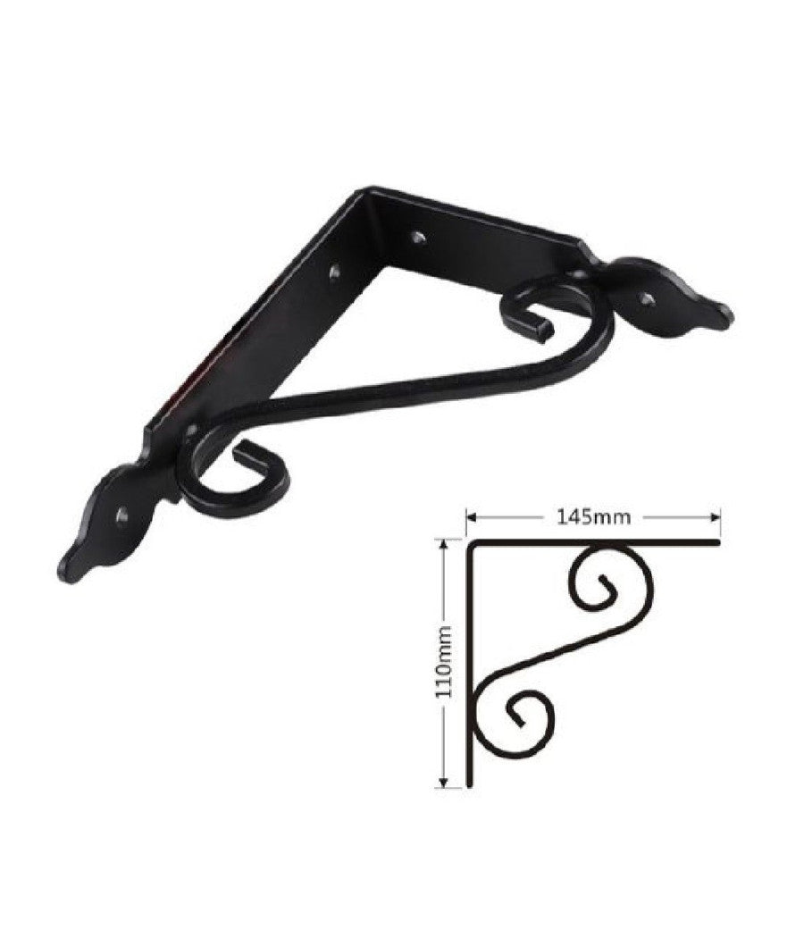 Set 2 Pz Reggimensola Supporto Staffa Angoliere Fantasia 145x110mm Nera 91276         