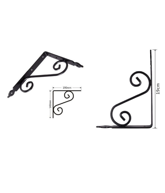 Set 2 Pz Reggimensola Supporto Staffa Angoliere Fantasia 190x140 Mm Nera 91277         