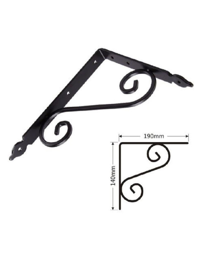 Set 2 Pz Reggimensola Supporto Staffa Angoliere Fantasia 190x140 Mm Nera 91277         