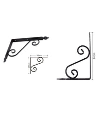 Set 2 Pz Reggimensola Supporto Staffa Angoliere Fantasia 240x190 Mm Nera 91278         