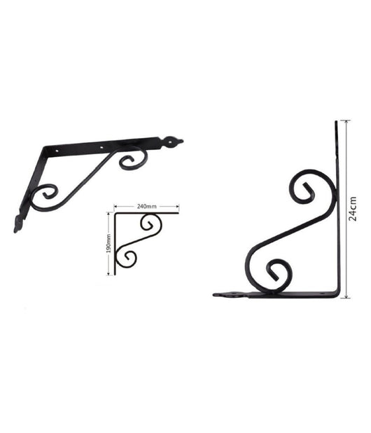 Set 2 Pz Reggimensola Supporto Staffa Angoliere Fantasia 240x190 Mm Nera 91278         