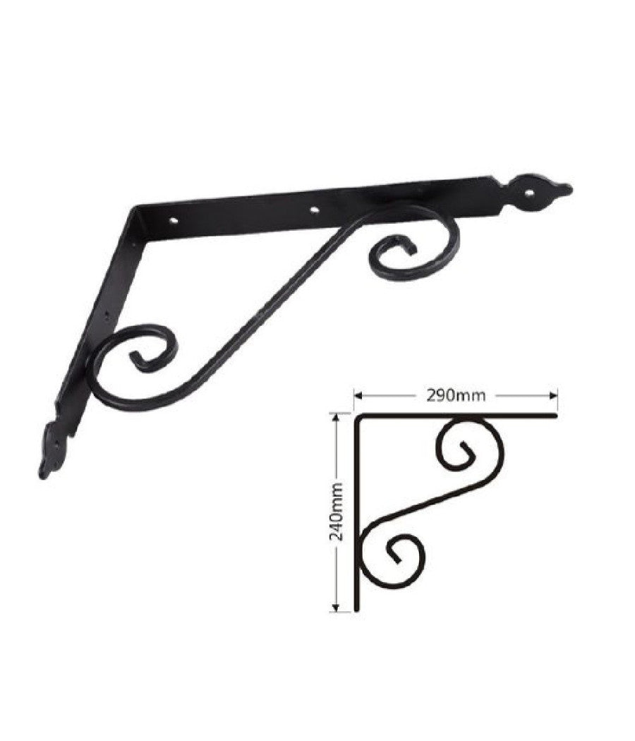 Set 2 Pz Reggimensola Supporto Staffa Angoliere Fantasia 290x240cm Nera 91279         