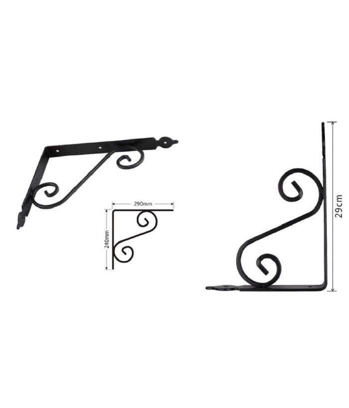 Set 2 Pz Reggimensola Supporto Staffa Angoliere Fantasia 290x240cm Nera 91279         