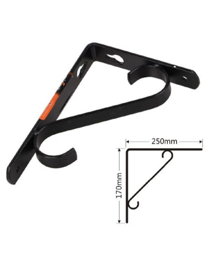 Set 2 Pz Reggimensola Supporto Staffa Angoliere Rinforzo 250 X 170 Mm Nera 91286         