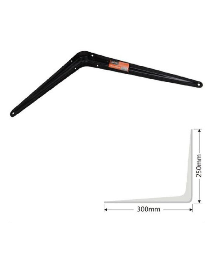 Set 2 Pz Reggimensola Supporto Staffa Triangolo Mensola Metallo 30 Cm Nero 91273         