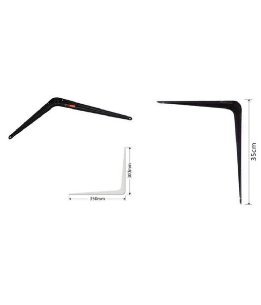 Set 2 Pz Reggimensola Supporto Staffa Triangolo Mensola Metallo 35 Cm Nero 91274         