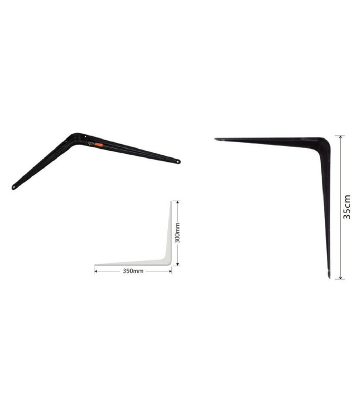 Set 2 Pz Reggimensola Supporto Staffa Triangolo Mensola Metallo 35 Cm Nero 91274         