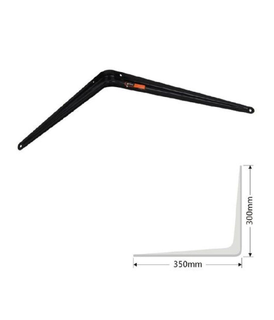 Set 2 Pz Reggimensola Supporto Staffa Triangolo Mensola Metallo 35 Cm Nero 91274         