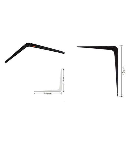 Set 2 Pz Reggimensola Supporto Staffa Triangolo Mensola Metallo 40 Cm Nero 91275         