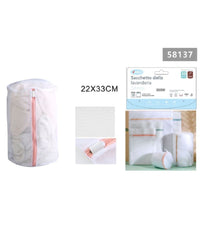 Set 2 Pz Sacchetto Lavaggio A Rete Con Cerniera Biancheria Tondo 22x33cm 58137         