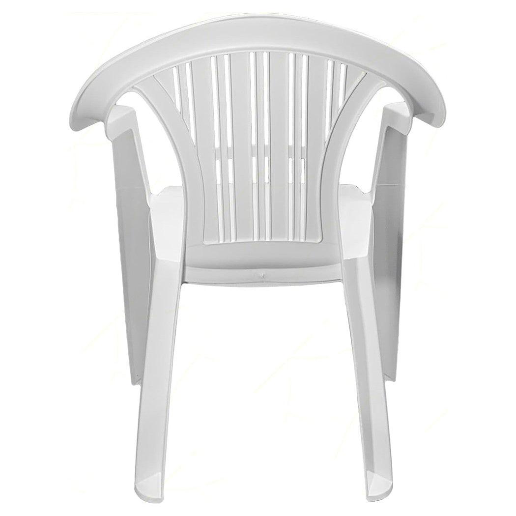 Trade Shop - Set 2 Pz Sedia Ratak Schienale Basso Monoblocco Bianca Opaca Con Braccioli 021048         