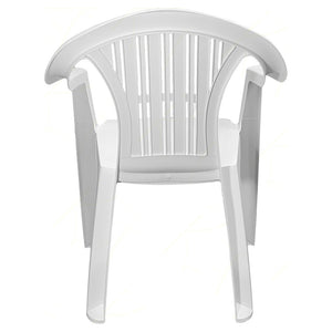 Trade Shop - Set 2 Pz Sedia Ratak Schienale Basso Monoblocco Bianca Opaca Con Braccioli 021048         