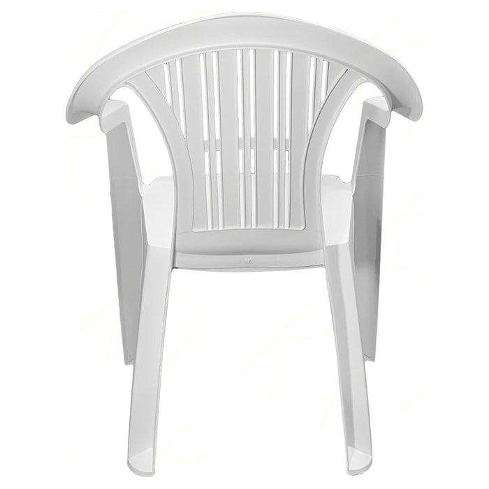 Trade Shop - Set 2 Pz Sedia Ratak Schienale Basso Monoblocco Bianca Opaca Con Braccioli 021048         