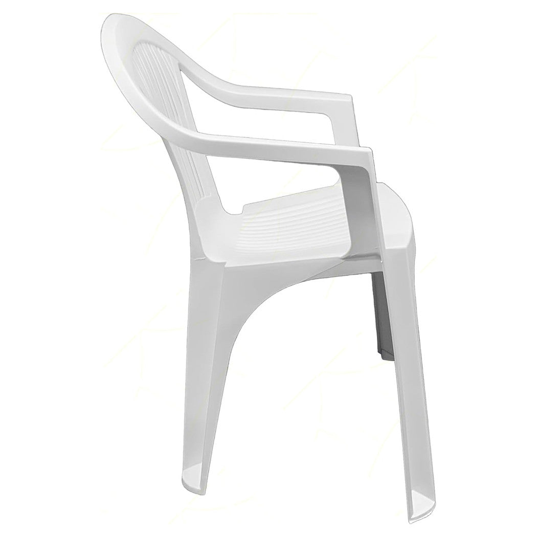 Trade Shop - Set 2 Pz Sedia Ratak Schienale Basso Monoblocco Bianca Opaca Con Braccioli 021048         