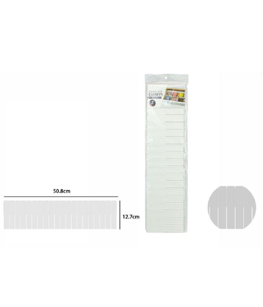 Set 2 Pz Separatori Divisori Per Cassetti Armadio In Plastica 50,8x12,7cm 71390         