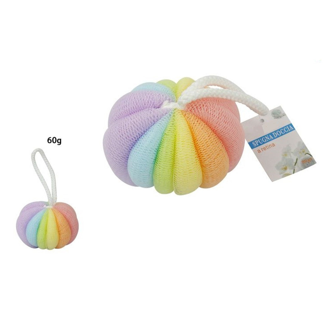 Trade Shop - Set 2 Pz Spugna Doccia A Retina Rete Esfoliante Corpo Da Bagno Arcolbaleno 79308         
