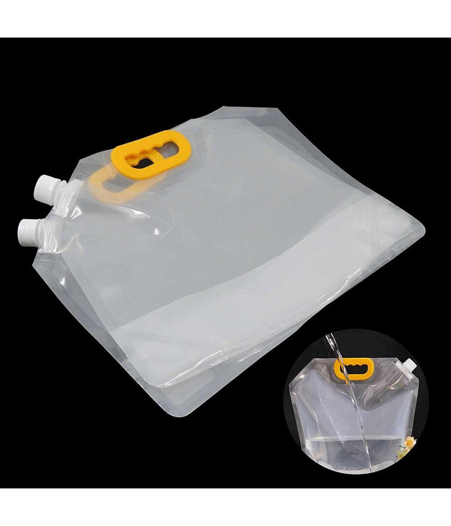 Set 2 Pz Taniche Pieghevoli Portatili Acqua Potabile 5l Borsa Contenitori Viaggi         