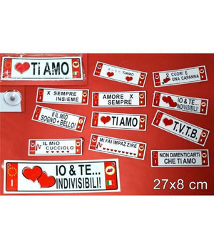 Set 2 Pz Targa Targhetta Adesiva Idea Regalo San Valentino Mod. Assortiti 27x8cm         