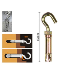 Set 2 Pz Tasselli Metallici Con Gancio Bulloni M6x80mm Accessori Minuteria 91044         