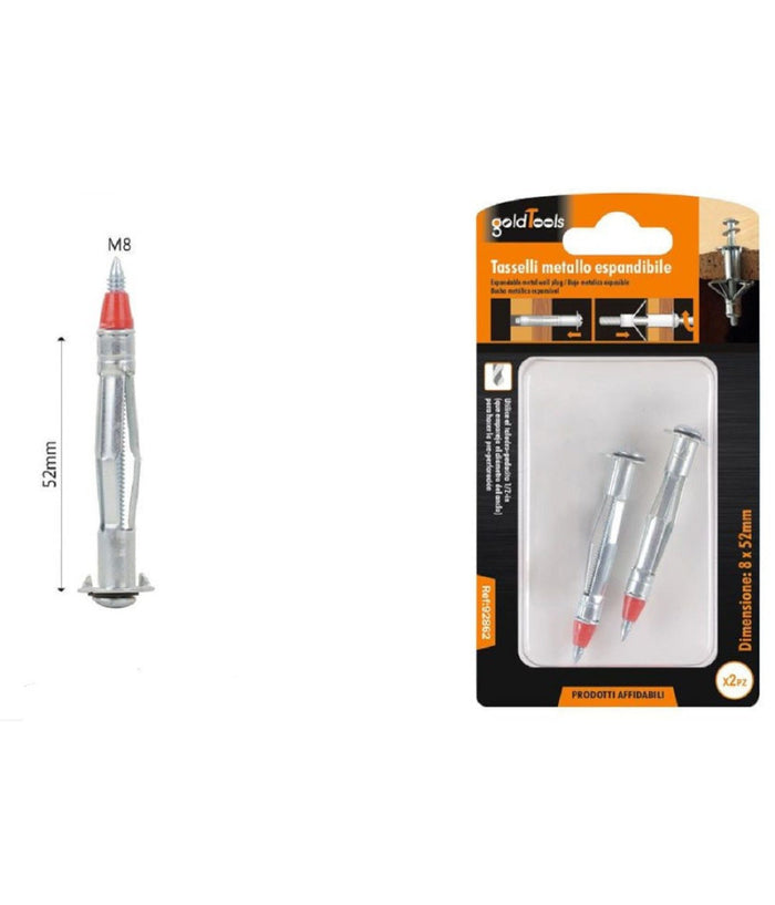 Set 2 Pz Tasselli Metallo Espandibile Viti Ad Espansione Con Punta 8x52 Mm 92862         