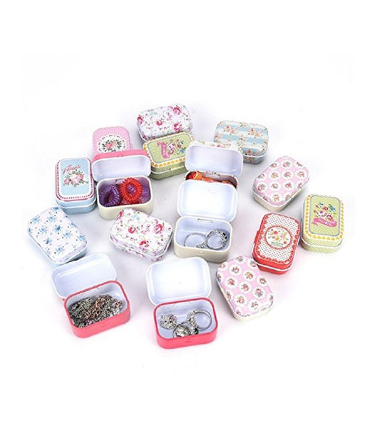 Set 2 Scatole In Latta 8x5x2cm Mini Barattolo Scatola The Te Gioielli Pillole Bomboniera Confetti         