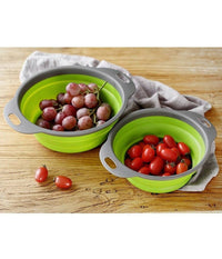 Set 2 Scolapasta Cestello In Silicone Pieghevole Ripiegabile Multiuso 17 E 22 Cm         