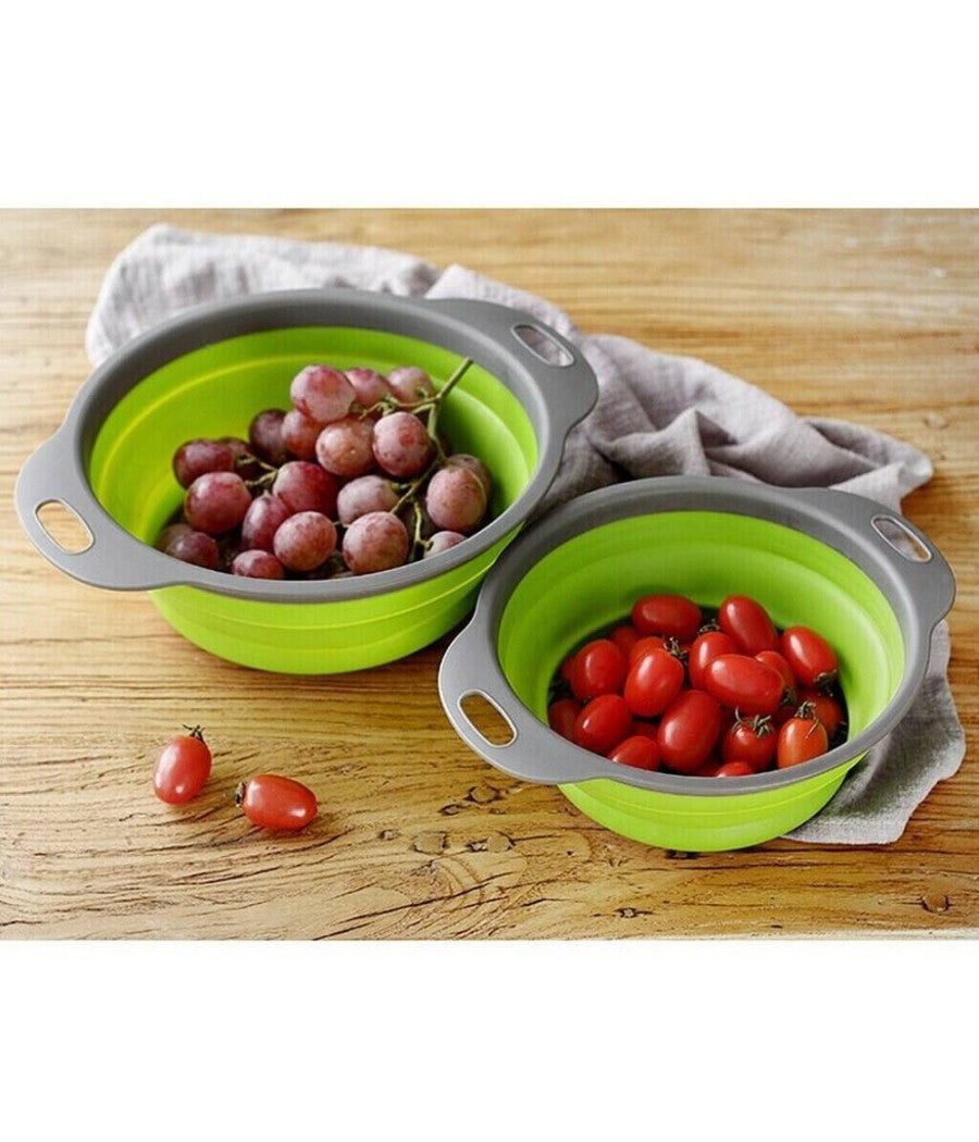 Set 2 Scolapasta Cestello In Silicone Pieghevole Ripiegabile Multiuso 17 E 22 Cm         