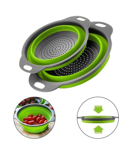 Set 2 Scolapasta Cestello In Silicone Pieghevole Ripiegabile Multiuso 17 E 22 Cm         