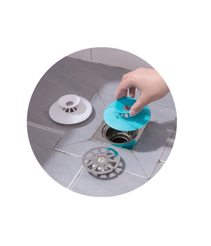 Set 2 Tappo Pop Up In Silicone 2in1 Per Lavello Lavandino Rete Cattura Capelli         