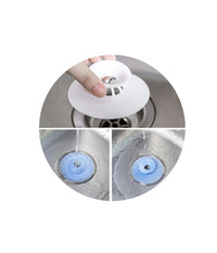 Set 2 Tappo Pop Up In Silicone 2in1 Per Lavello Lavandino Rete Cattura Capelli         