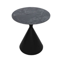 Set 2 tavolini da salotto rotondi Punto con piano effetto marmo nero e gambe in metallo nero