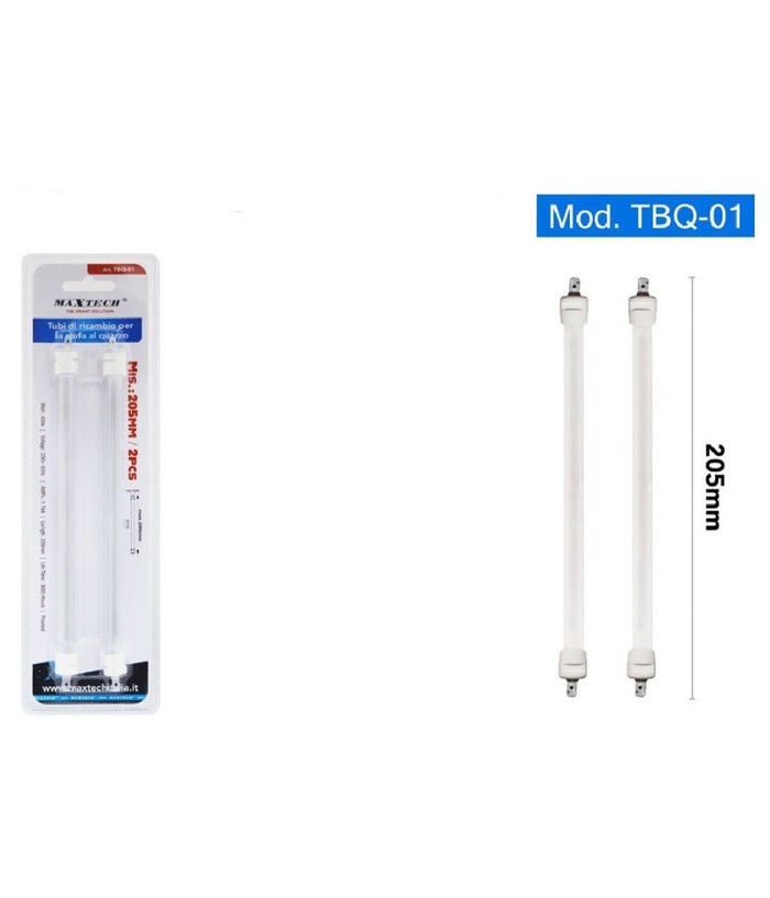 Set 2 Tubi Candela Di Ricambio Per Stufa Al Quarzo Stufe Lunghezza 205 Mm Tbq-01         