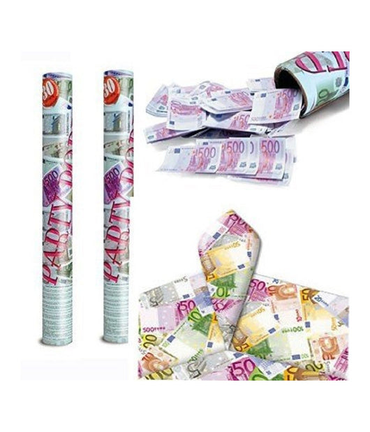Set 2 Tubi Sparacoriandoli Soldi Banconote Tubo 40 Cm Festa Laurea Matrimonio         